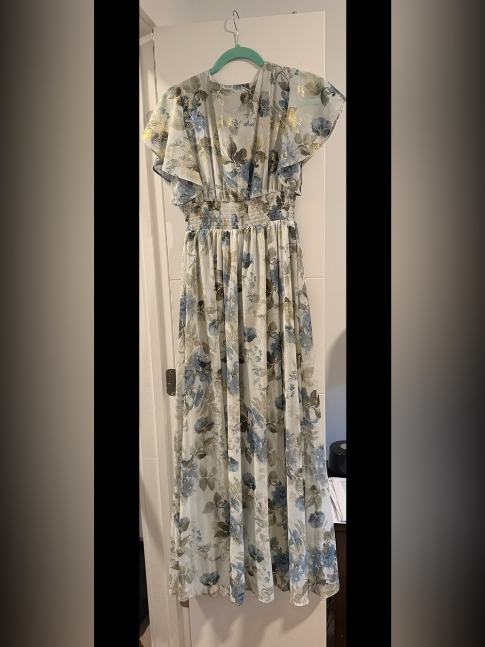 Baltic Born Floral V-Neck Maxi Dress - Blue & Green wedding guest dress — medium - Picture 2 of 2